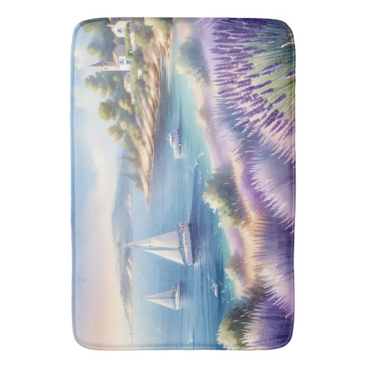 Mittelmeerküste mit Segelbooten Badematte (Vorderseite Vertikal)