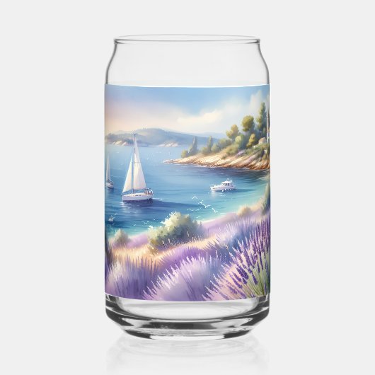 Mittelmeerküste mit Segelbooten Dosenglas (Vorderseite)