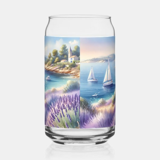 Mittelmeerküste mit Segelbooten Dosenglas (Rechts)