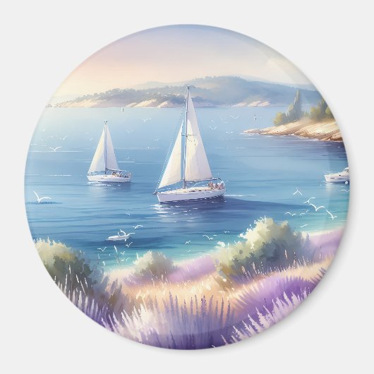 Mittelmeerküste mit Segelbooten Magnet (Vorne)