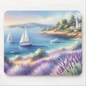 Mittelmeerküste mit Segelbooten Mousepad (Vorne)