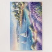 Mittelmeerküste mit Segelbooten Puzzle (Vertikal)