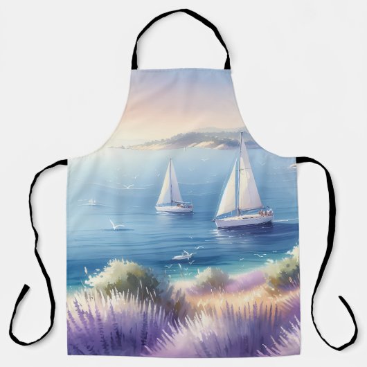 Mittelmeerküste mit Segelbooten Schürze (Vorderseite)