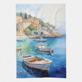 Mittelmeerküstendorf | Badegewässerfarbe Geschirrtuch (Vertikal)