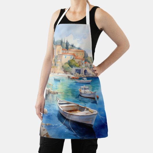 Mittelmeerküstendorf | Badegewässerfarbe Schürze (InSitu)