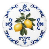 Mittelmeerlemme mit blauer und weißer Grenze Keramikknauf (Vorderseite)