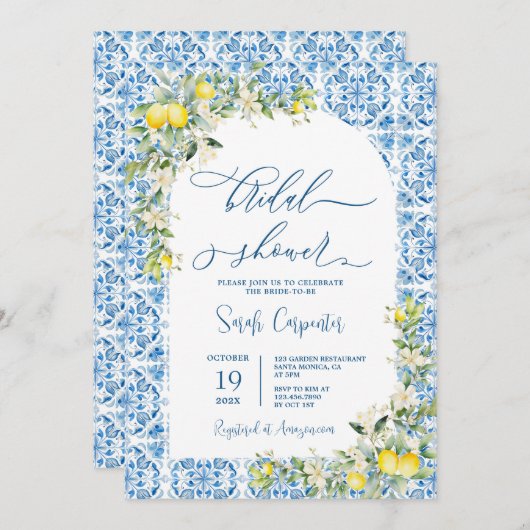 Mittelmeerlemon-Brautparty Einladung (Vorne/Hinten)