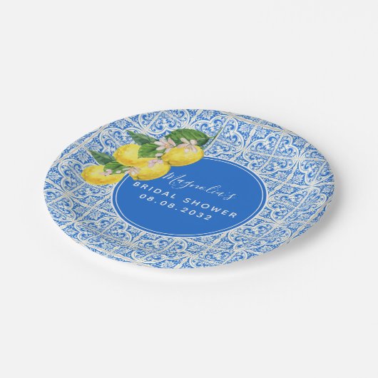 Mittelmeerlemon-Brautparty Pappteller (Schrägansicht)