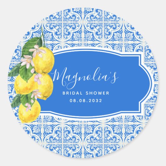 Mittelmeerlemon-Brautparty Runder Aufkleber (Vorderseite)