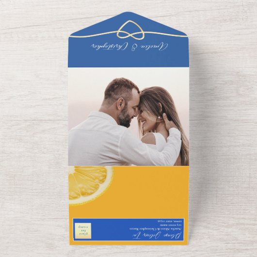 Mittelmeerlemon-Hochzeit All In One Einladung (Außenbereich)