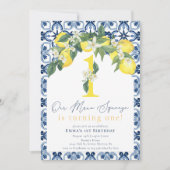 Mittelmeerlemon Positano Erster Geburtstag Einladung (Vorderseite)