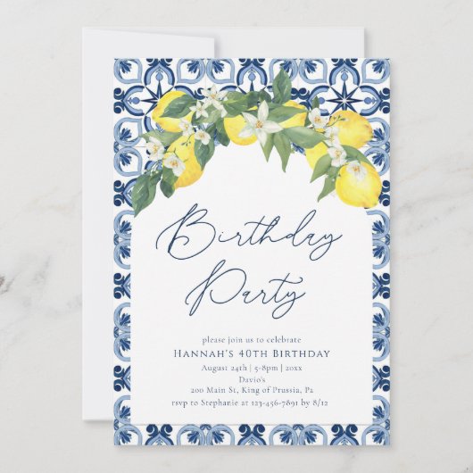 Mittelmeerlemon Positano Geburtstag Einladung (Vorderseite)