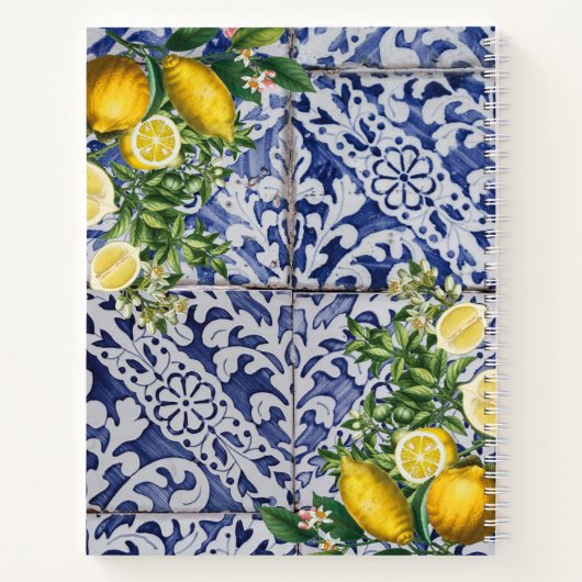 Mittelmeerlemon Sommer Portugiesische Fliesen Reze Notizblock (Rückseite)