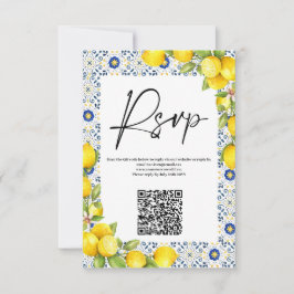 Mittelmeerlemon und Tiles Wedding QR Code RSVP Karte