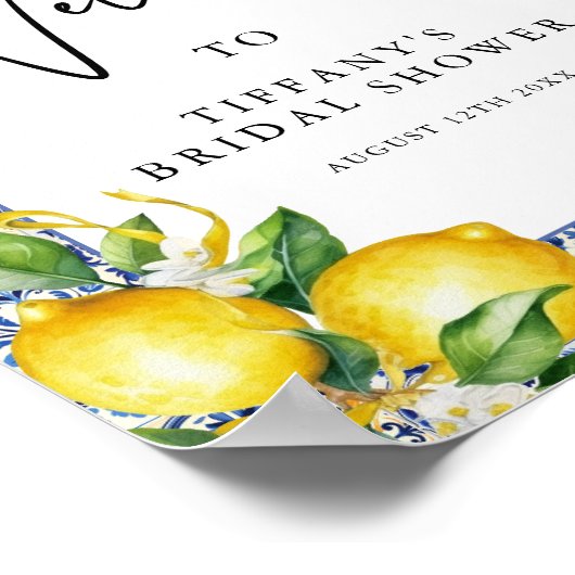 Mittelmeerlemonen Brautparty Begrüßungszeichen Poster (Ecke)