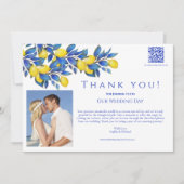 Mittelmeerlemonen-Hochzeit Foto-Vielen Dank Einladung (Vorderseite)