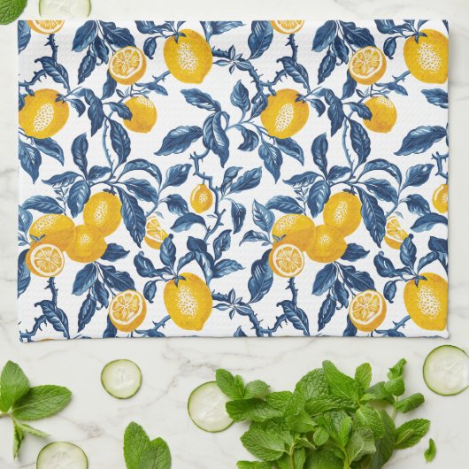 Mittelmeerlemonen Nahtlose Muster Geschirrtuch (Gefaltet)