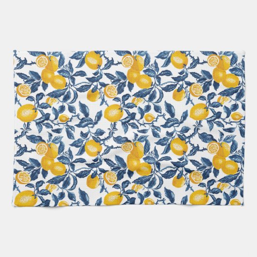 Mittelmeerlemonen Nahtlose Muster Geschirrtuch (Horizontal)