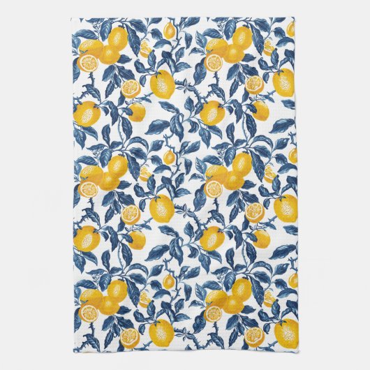 Mittelmeerlemonen Nahtlose Muster Geschirrtuch (Vertikal)