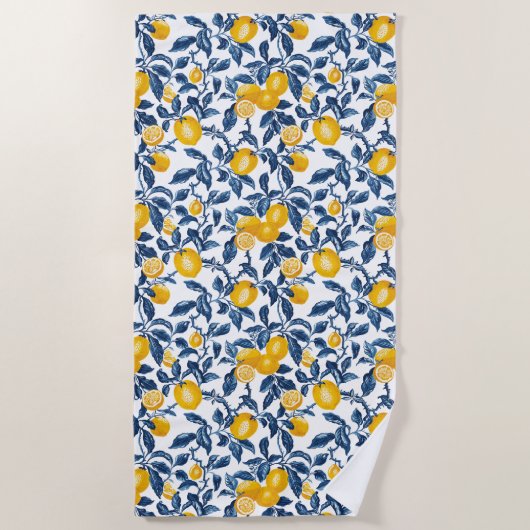 Mittelmeerlemonen Nahtlose Muster Strandtuch (Vorderseite)