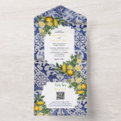 Mittelmeerlemonen Portugiesische Tiles Wedding All In One Einladung (Innen Boden)