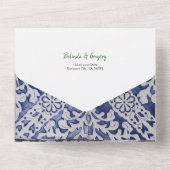 Mittelmeerlemonen Portugiesische Tiles Wedding All In One Einladung (Rückseite)