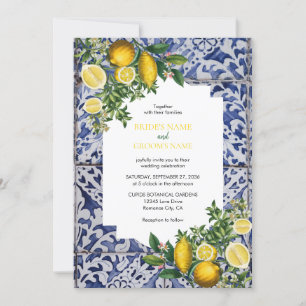Mittelmeerlemonen Portugiesische Tiles Wedding Einladung