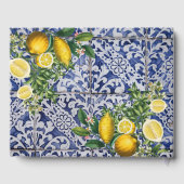 Mittelmeerlemonen Portugiesische Tiles Wedding Gästebuch (Rückseite)