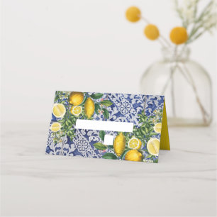 Mittelmeerlemonen Portugiesische Tiles Wedding Platzkarte