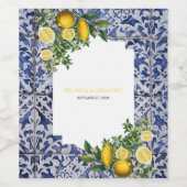 Mittelmeerlemonen Portugiesische Tiles Wedding Weinetikett (Einzelnes Label)
