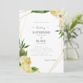 Mittelmeerlemonen Tropical III Hochzeit Einladung (Stehend Vorderseite)