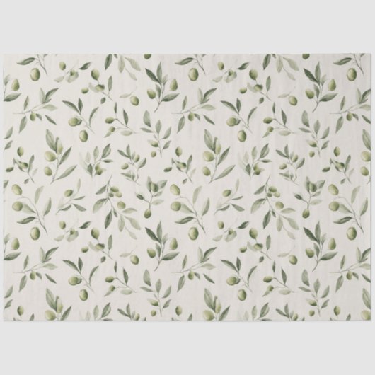 Mittelmeermuster der Olivenzweige Seidenpapier (Vorderseite)