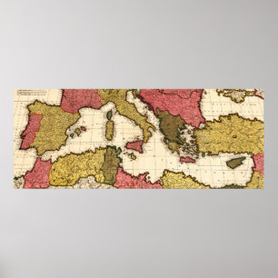 MittelmeerPanoramakartee Poster