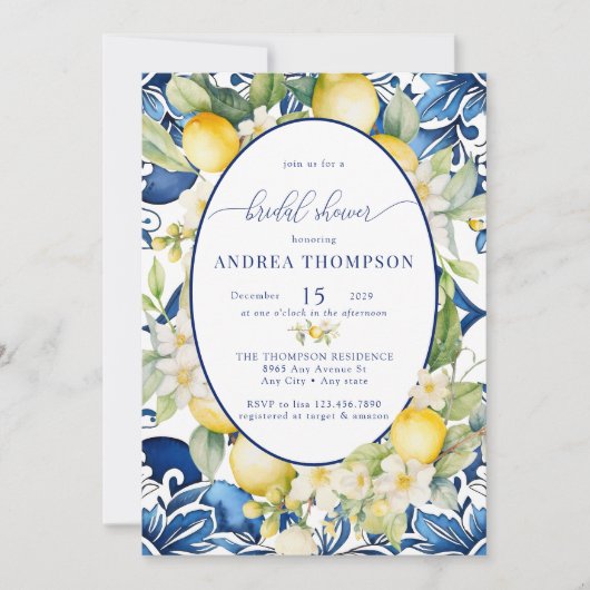 Mittelmeerraum | Citrus Lemon | BRAUTPARTY Einladung (Vorderseite)