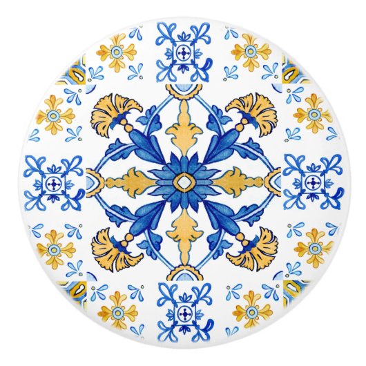 Mittelmeerraum Italien Sizilienblaue Fliesen Keramikknauf (Vorderseite)