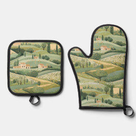 Mittelmeerraum Ofenhandschuh & Topflappen-Set