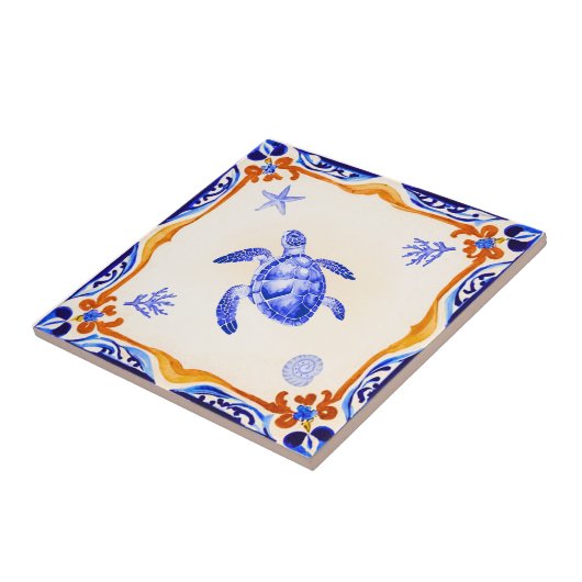 Mittelmeerschildkröte Fliese (Seite)