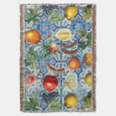 Mittelmeersommerfrucht und blaues weißes Mosaik Decke (Vorderseite Vertikal)