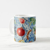 Mittelmeersommerfrucht und blaues weißes Mosaik Kaffeetasse (Vorderseite Links)