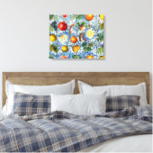 Mittelmeersommerfrucht und blaues weißes Mosaik Leinwanddruck (Insitu (Schlafzimmer))