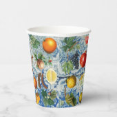 Mittelmeersommerfrucht und blaues weißes Mosaik Pappbecher (Rechts)