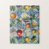 Mittelmeersommerfrucht und blaues weißes Mosaik  Puzzle (Vertikal)