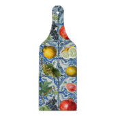 Mittelmeersommerfrucht und blaues weißes Mosaik Schneidebrett (Vorderseite)