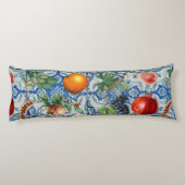 Mittelmeersommerfrucht und blaues weißes Mosaik Seitenschläferkissen (Rückseite)