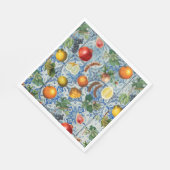 Mittelmeersommerfrucht und blaues weißes Mosaik Serviette (Ecke)