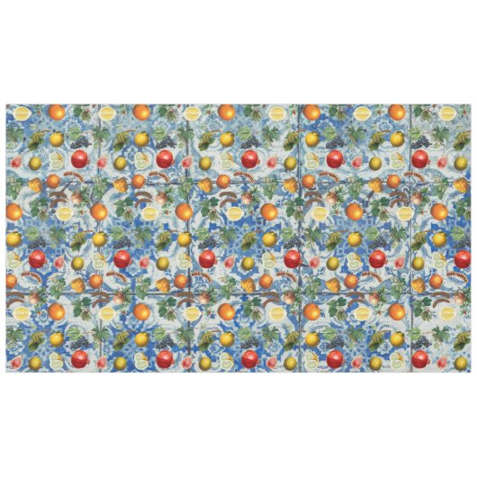 Mittelmeersommerfrucht und blaues weißes Mosaik Tischdecke (Vorderseite (Horizontal))