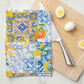 Mittelmeersonne, Blume, Zitrone, Halbmond, Geschirrtuch (Viertel Falte)