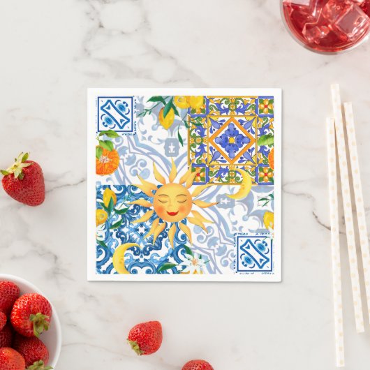 Mittelmeersonne, Blume, Zitrone, Halbmond, Serviette (Beispiel)