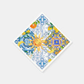 Mittelmeersonne, Blume, Zitrone, Halbmond, Serviette (Ecke)