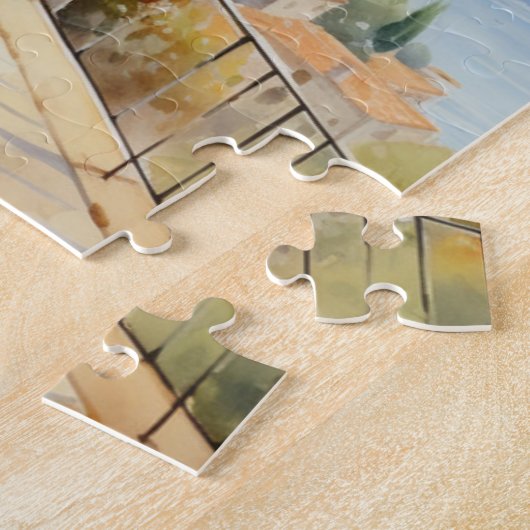 Mittelmeerstädtchen Wasserfarbe Puzzle (Seite)